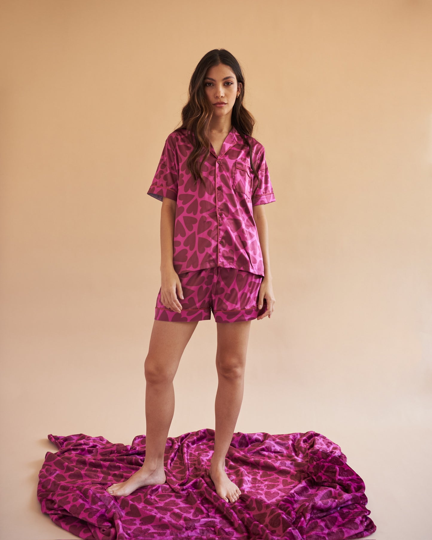 Agua & Flore Pink Hearts Pajama Set