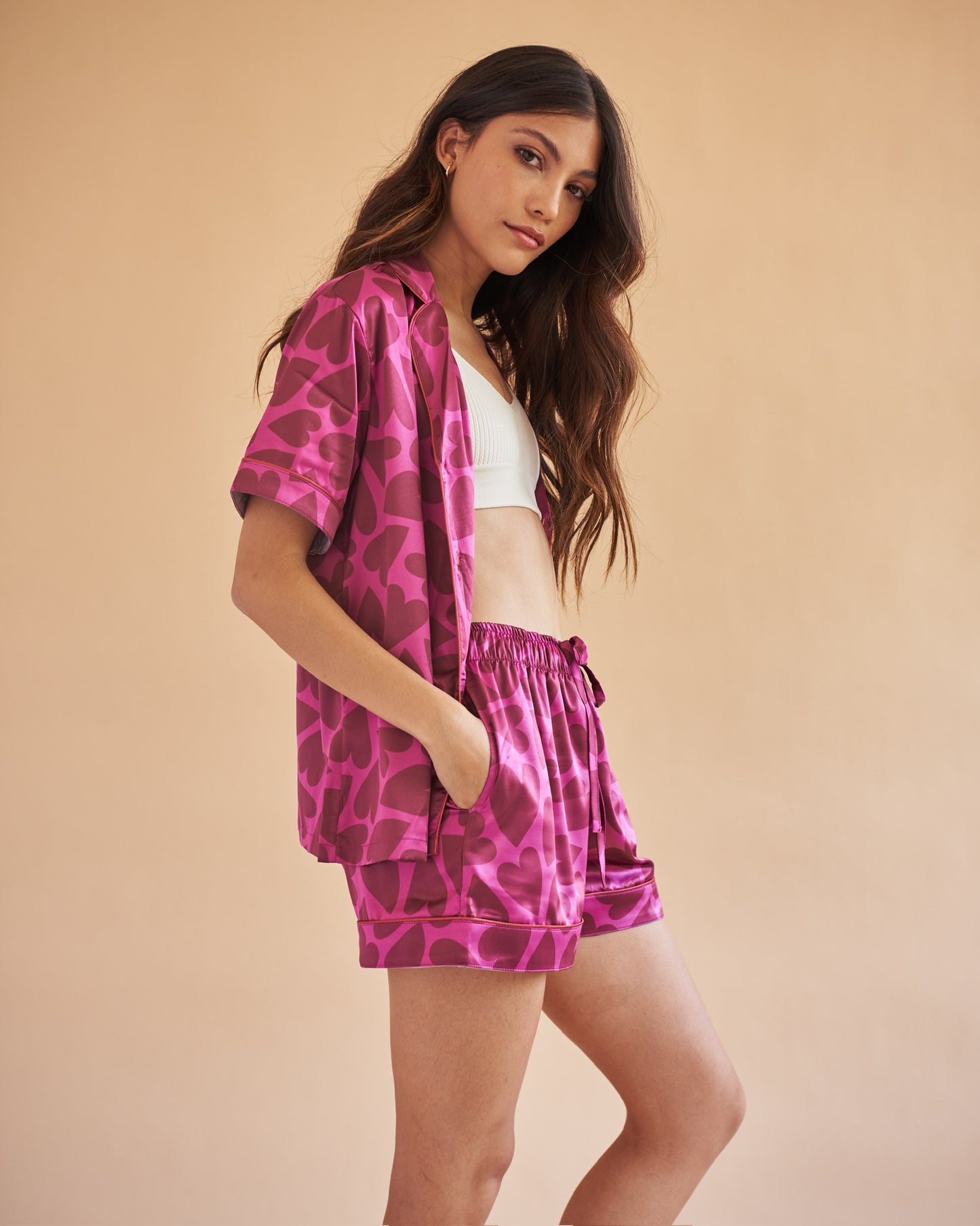 Agua & Flore Pink Hearts Pajama Set